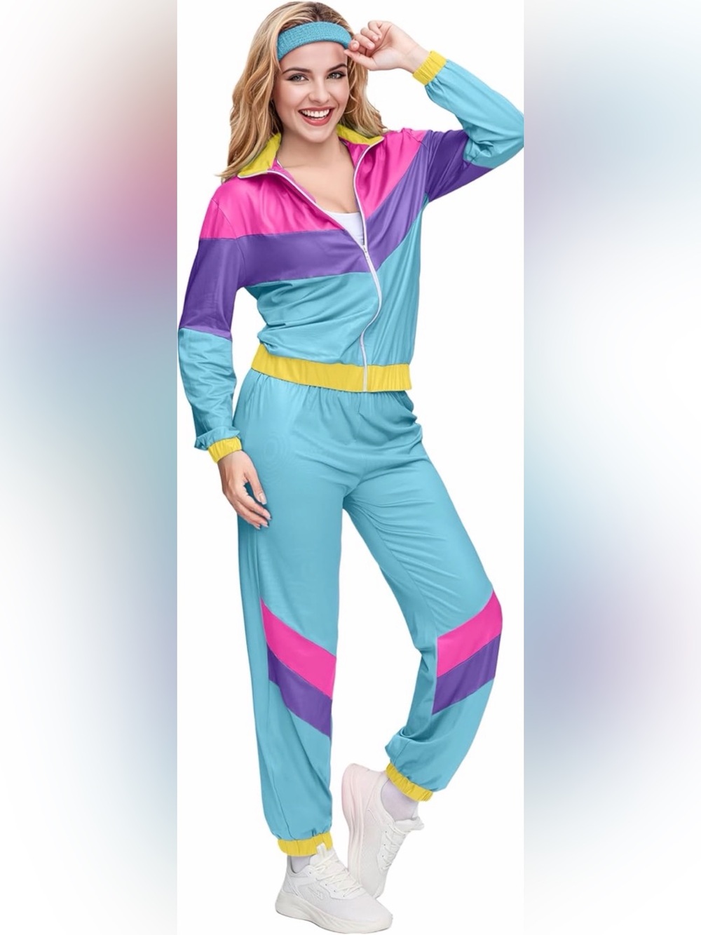 Spooktacular Creations 80s Workout Costume Women Retro Tracksuit Neon Size 2XL